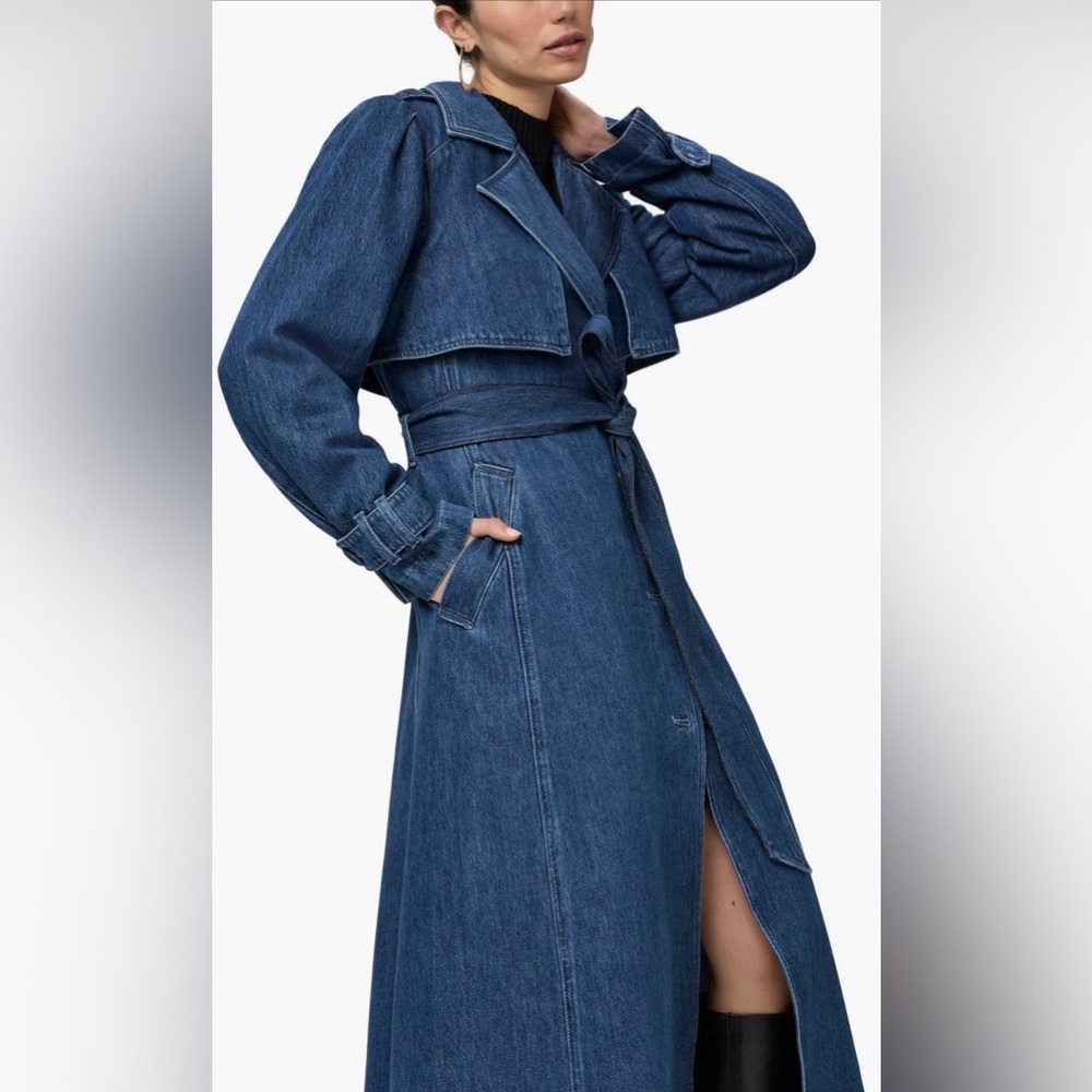 PAIGE Raina Denim Trench Coat NWT